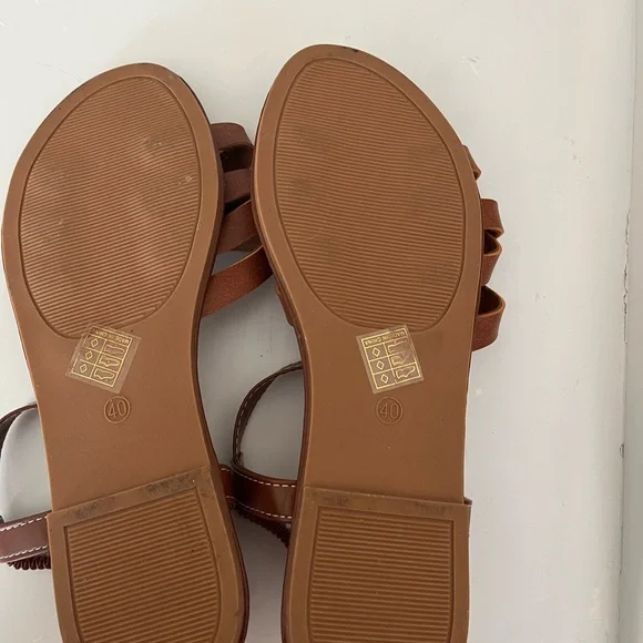 Women’s Strappy Brown Flat Sandals - Picture 3 of 4